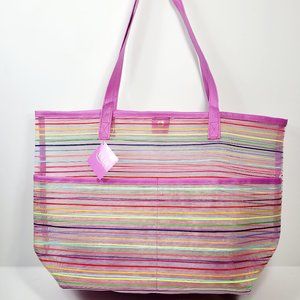 Ulta Beauty Multicolor Strips Tote Travel Beach Bag. Semi Transparent.